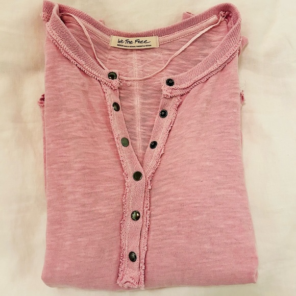 Free People XS We the Free Pink Henley - Picture 2 of 6